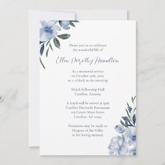 Bij de Loving Memory Memorial Service Kaart (Achterkant)