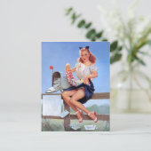 Bij de Mailbox Pin Up Briefkaart (Staand voorkant)