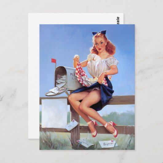 Bij de Mailbox Pin Up Briefkaart (Voorkant / Achterkant)