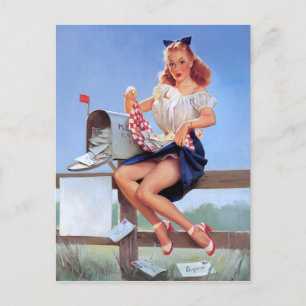 Bij de Mailbox Pin Up Briefkaart