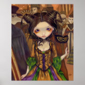 Bij de Masquerade Ball gothic mardi gras Art Print (Voorkant)