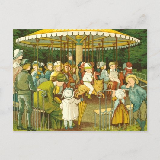 Bij de Merry Go Round Briefkaart (Voorkant)