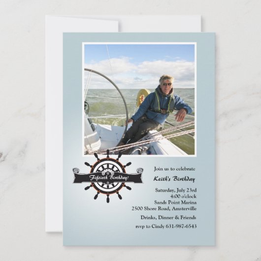 Bij de Nautical Photo Invitation van de Helm Kaart (Voorkant)