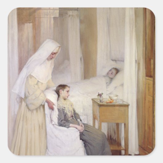 Bij de Notre-Dame du Perpetuel Bon Secours Vierkante Sticker (Voorkant)