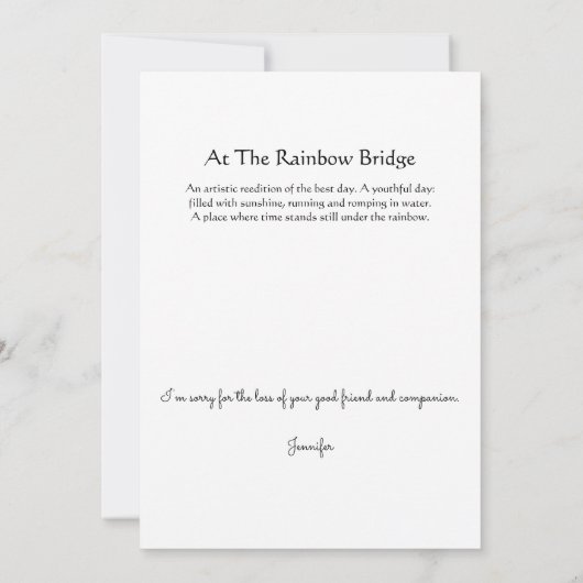 Bij de Rainbow Bridge Dog Sympathie Card (Achterkant)