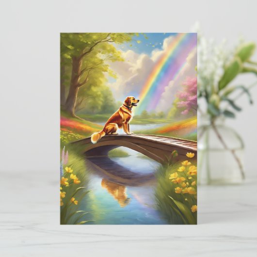 Bij de Rainbow Bridge Dog Sympathie Card (Staand voorkant)