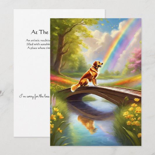 Bij de Rainbow Bridge Dog Sympathie Card (Voorkant / Achterkant)