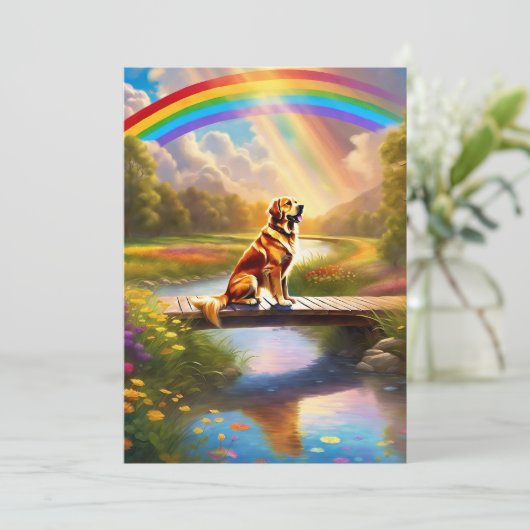 Bij de Rainbow Bridge Dog Sympathie Card (Staand voorkant)