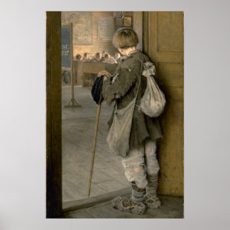 Bij de Schooldeuren door Bogdanov-Belsky Poster