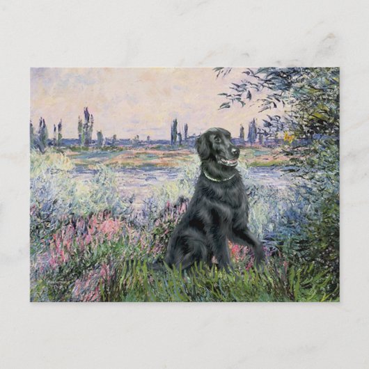 Bij de Seine - Flat Coated Retriever Briefkaart (Voorkant)