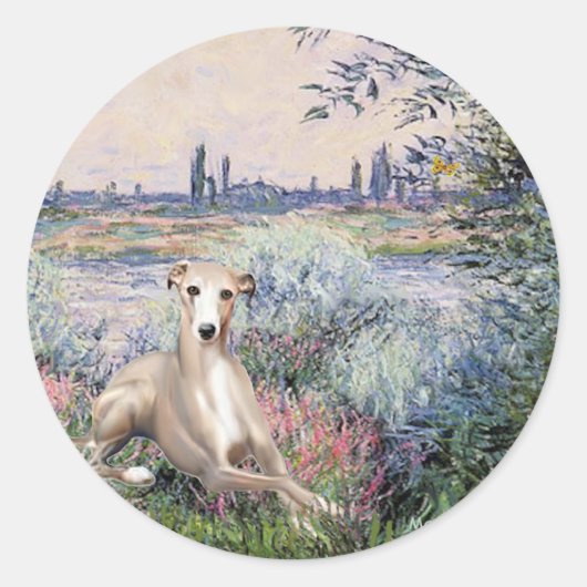 Bij de Seine - Whippet #2 Ronde Sticker (Voorkant)