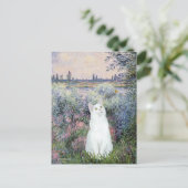 Bij de Seine - Witte kat Briefkaart (Staand voorkant)
