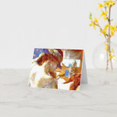 "Bij de spiegel" door Edgar Degas Note Kaart (Gele Bloem)