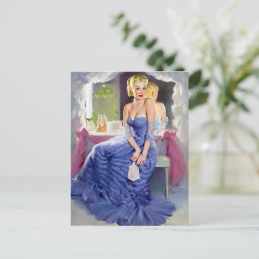 Bij de spiegel omhoog briefkaart (Staand voorkant)