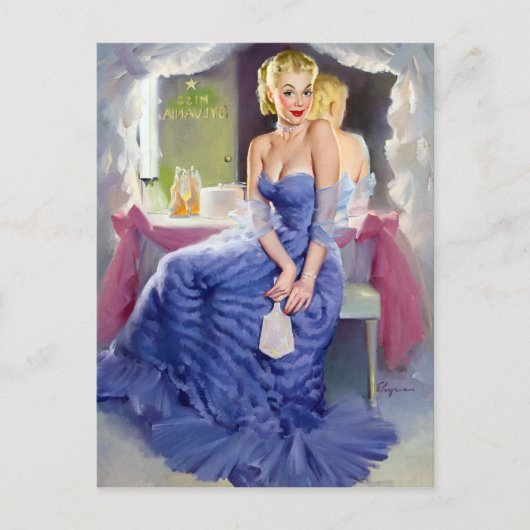 Bij de spiegel omhoog briefkaart (Voorkant)