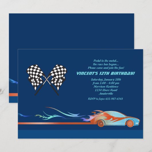 Bij de uitnodiging voor het sporen van het ras (Voorkant / Achterkant)