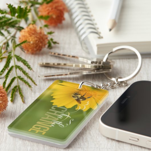 Bij de Verandering Rechthoekige Acryl Sleutelhange Sleutelhanger (Voorkant Rechts)