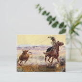“Bij de vijver” door Charles M Russell Briefkaart (Staand voorkant)
