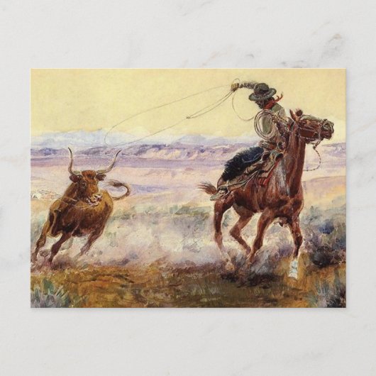 “Bij de vijver” door Charles M Russell Briefkaart (Voorkant)