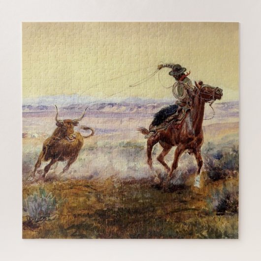 “Bij de vijver” door Charles M Russell Legpuzzel (Verticaal)