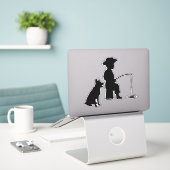 Bij de visplek 2 sticker (Laptop op bureau)