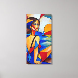 Bij de Zee - Cubistisch Schilderij Canvas Afdruk