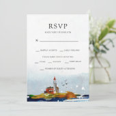 Bij de zee RSVP met entree-opties Kaart (Staand voorkant)