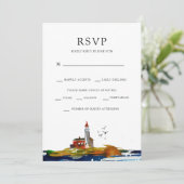 Bij de zee RSVP met entree-opties Kaart (Staand voorkant)