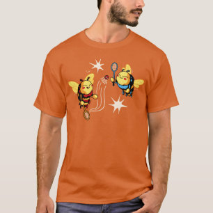 Bij Dieren Spelen Badminton Grappige Sport Ontwerp T-shirt