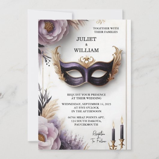 Bij Dress Code Prom kostuum Masquerade Bal Bruilof Kaart (Voorkant)