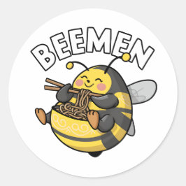 Bij Eating Ramen = BEEMEN Ronde Sticker