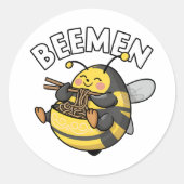 Bij Eating Ramen = BEEMEN Ronde Sticker (Voorkant)