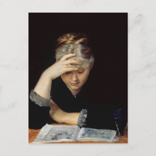 Bij een boek briefkaart (Voorkant)