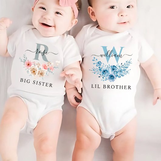 Bij elkaar passende monogram broertje romper