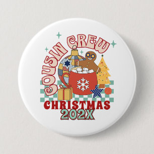 Bij elkaar passende retro neef en nicht crew Kerst Ronde Button 7,6 Cm