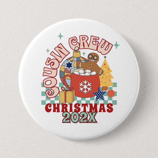 Bij elkaar passende retro neef en nicht crew Kerst Ronde Button 7,6 Cm (Voorkant)