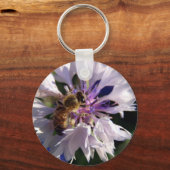 Bij en blauwe bloem sleutelhanger (Voorkant)