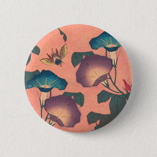 Bij en Bloem Japanse Aziatische Kunst Ronde Button 5,7 Cm
