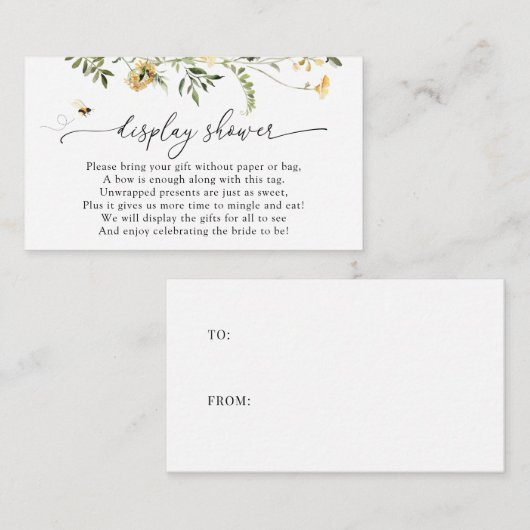 Bij en Gele Wilde Bloemen Display Douche Informatiekaartje (Voorkant / Achterkant)