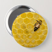 bij en honingraat ronde button 4,0 cm (Voorkant /achterkant)
