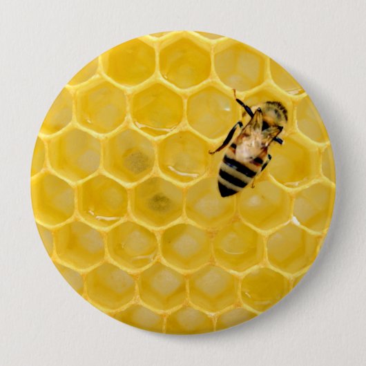 bij en honingraat ronde button 4,0 cm (Voorkant)