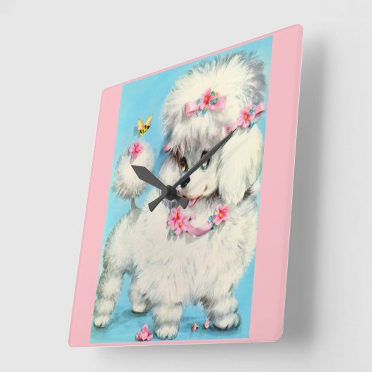 bij- en poezelpuppy vierkante klok (Hoek)