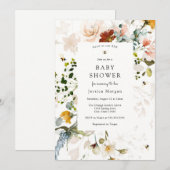 Bij en vintage bloemige babyshower uitnodiging (Voorkant / Achterkant)