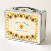 Bij en zonnebloem Geel Geruit Kinderen Lunchbox (Voorkant)