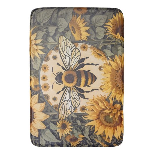  bij en zonnebloemen badmat (Voorkant Verticaal)