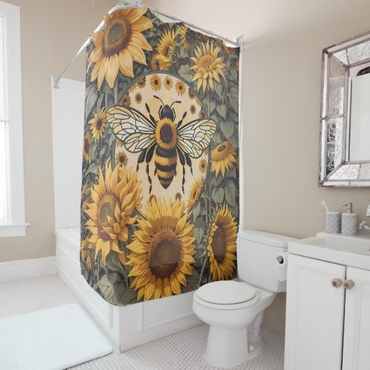  bij en zonnebloemen douchegordijn (In situ)