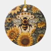  bij en zonnebloemen keramisch ornament (Achterkant)