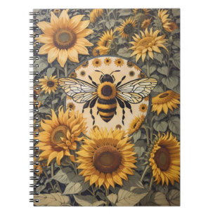 bij en zonnebloemen notitieboek