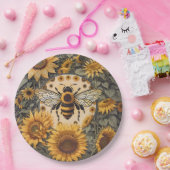 bij en zonnebloemen papieren bordje (Feest)