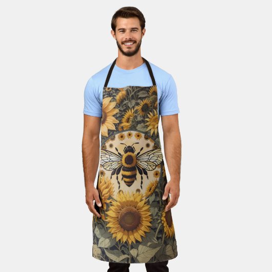  bij en zonnebloemen schort (Gedragen)